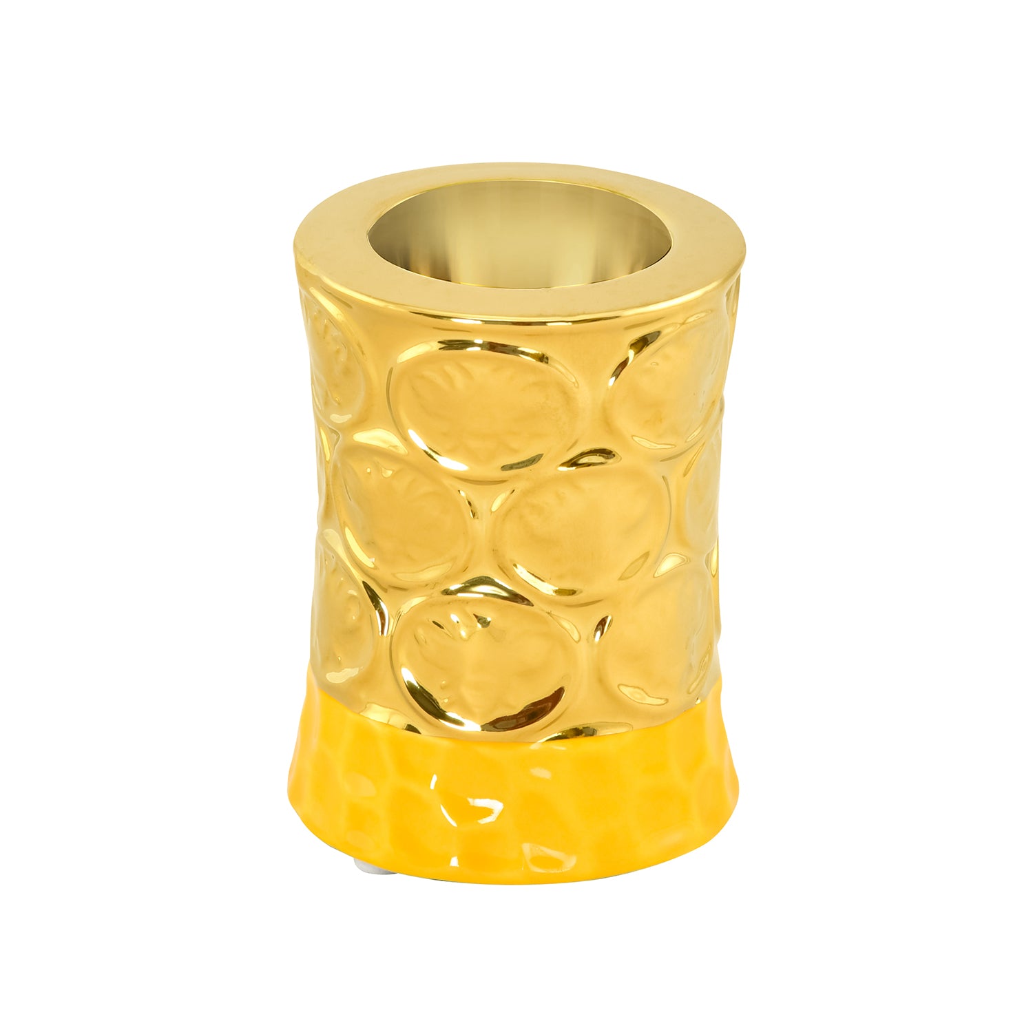 Polka Dot Cylindric Votive Mustard & Gold