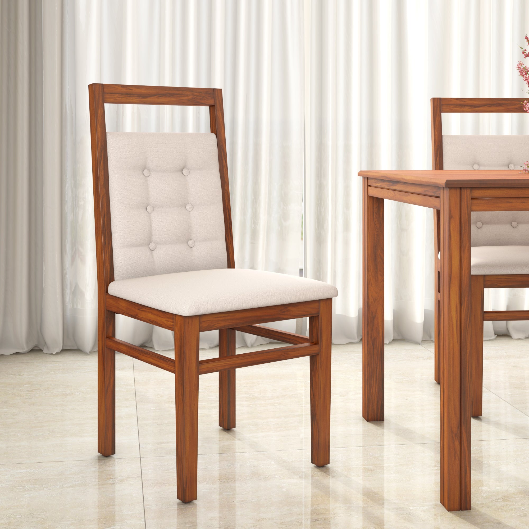 Vera Solid Wood Dining Chair (Honey Brown)