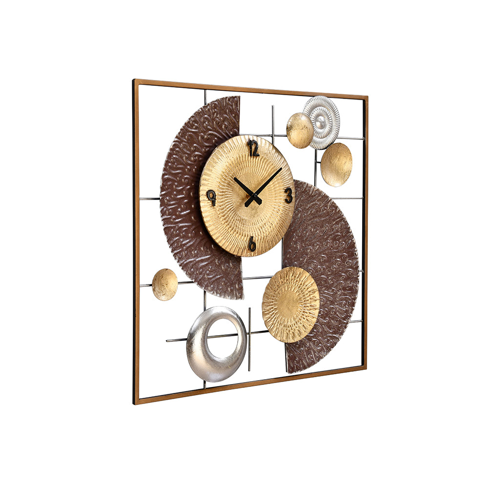 Fuse Analog Wall Clock (Brown & Gold)