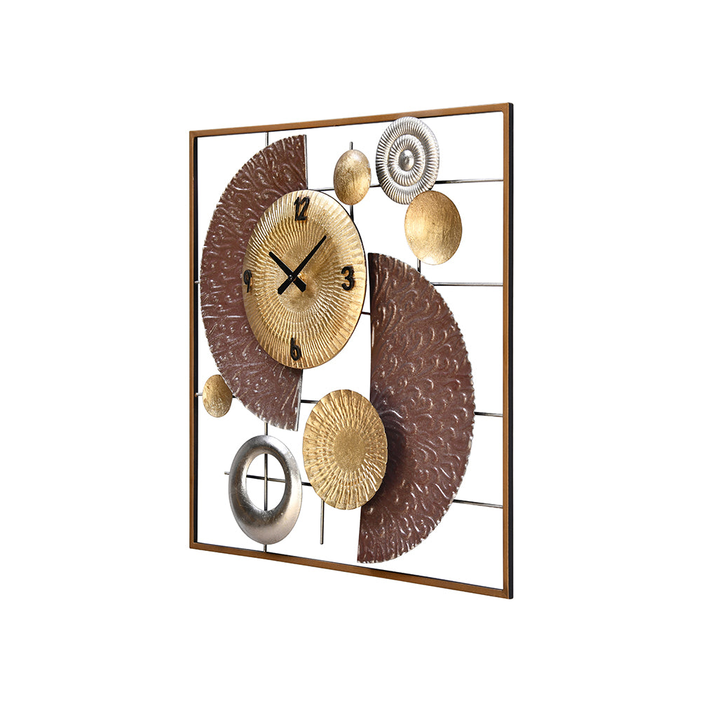 Fuse Analog Wall Clock (Brown & Gold)