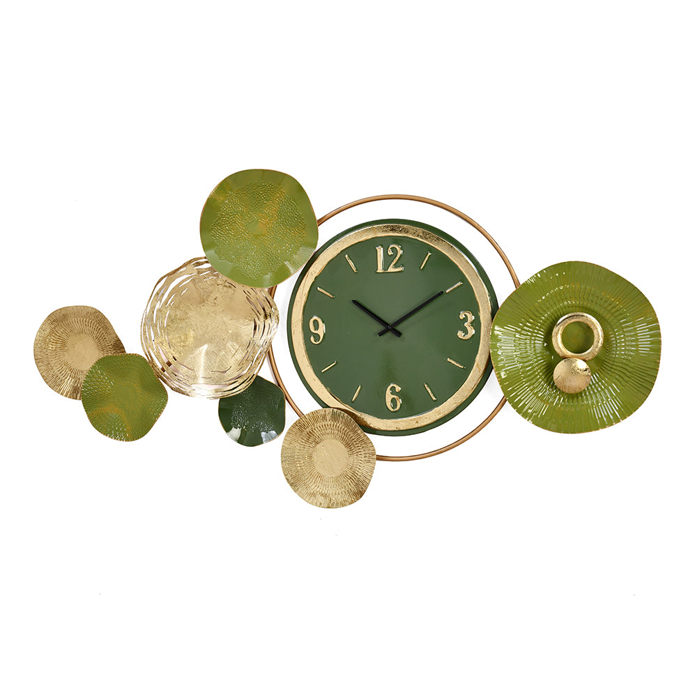 Gardenia Analog Wall Clock (Green & Gold)