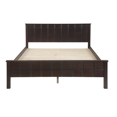 Cipher Solid Wood Queen Bed (Espresso)