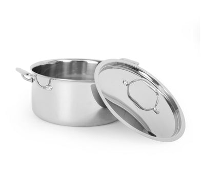 Bergner Triply Cook n Serve 24 cm Pot with Lid (Silver)