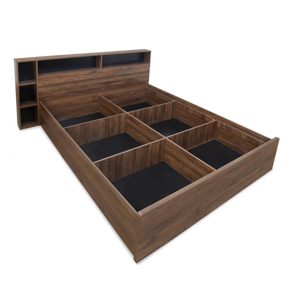 Torrie King Bed with Headboard & Box Storage (Black)