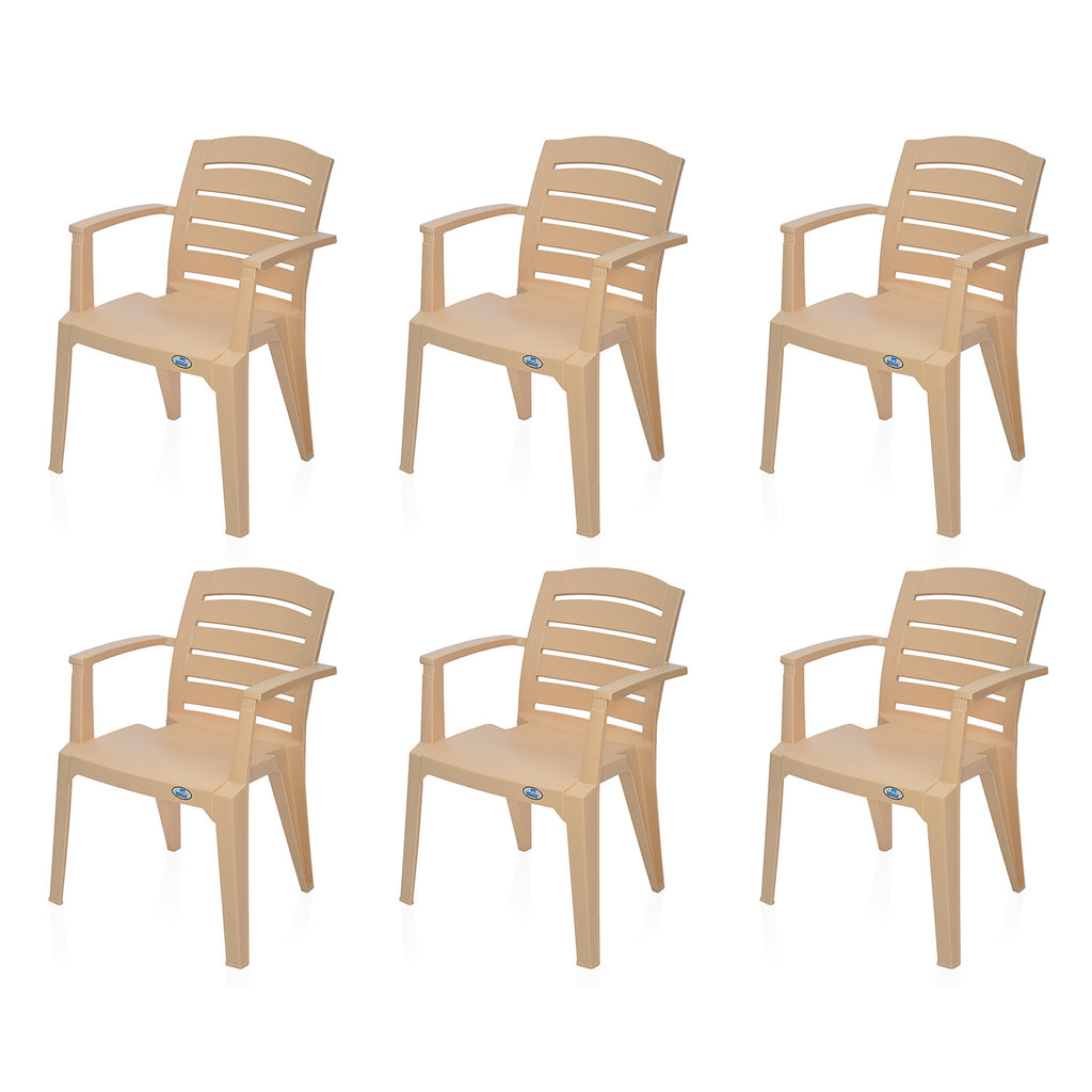 Nilkamal Passion Garden Chair Set of 6 (Biscuit)