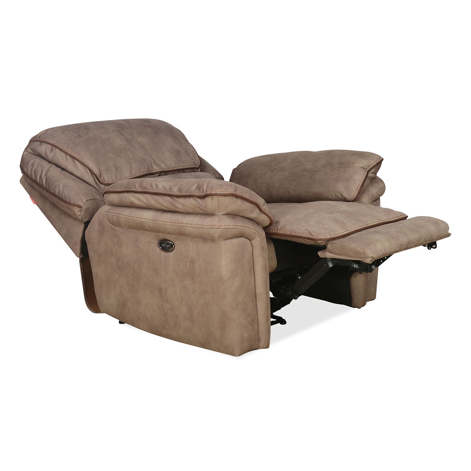 Fuzzy 1 Seater Sofa with Electric Recliner (Mocha Brown)
