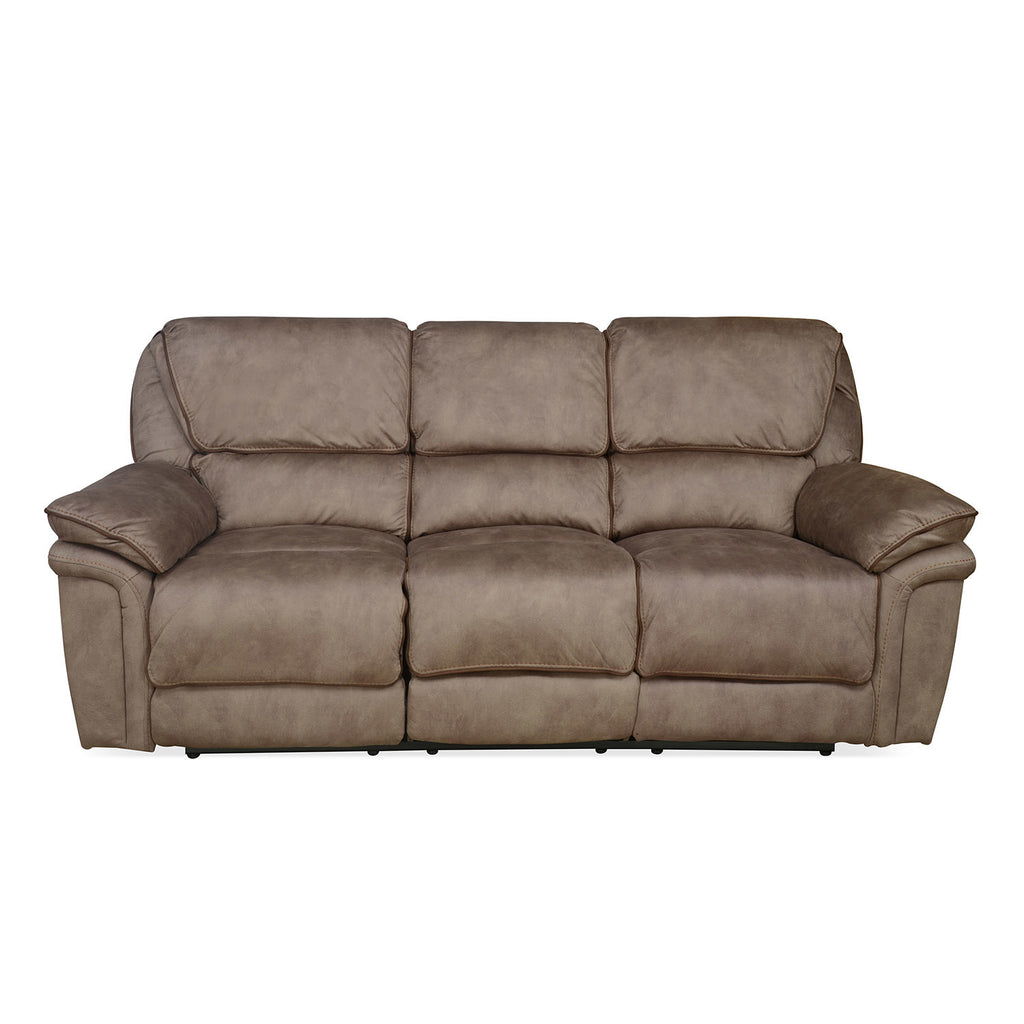 Fuzzy 3 Seater Sofa with 2 Electric Recliner (Mocha Brown)