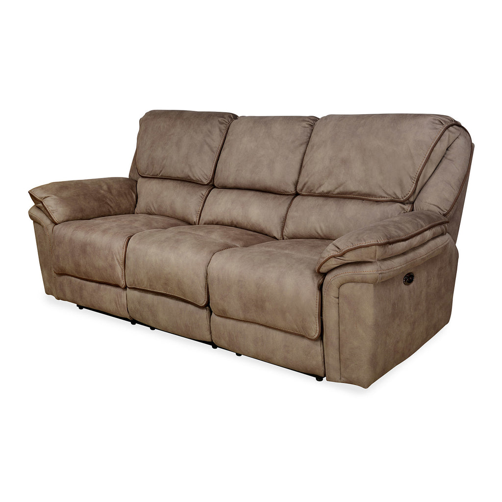 Fuzzy 3 Seater Sofa with 2 Electric Recliner (Mocha Brown)