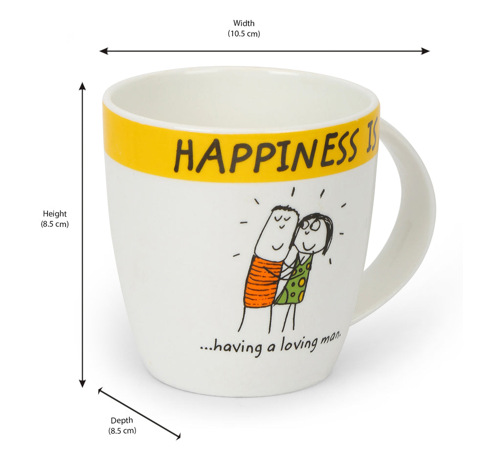Hap Loving Man 320 ml Coffee Mug (Yellow)