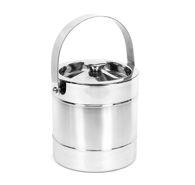 Dual Finish Ice Bucket with Ice Tong (Silver)