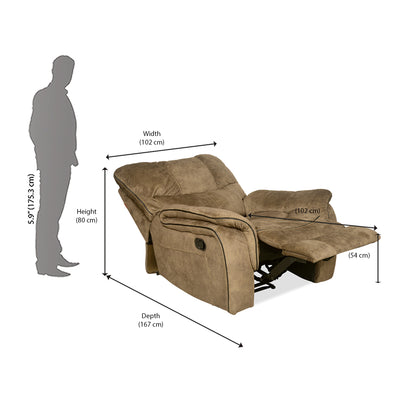 Iris 1 Seater Sofa with Manual Recliner (Tuscan Brown)