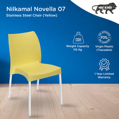 Nilkamal Novella 07 Stainless Steel Chair (Yellow)