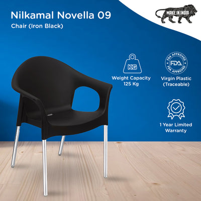 Nilkamal Novella 09 Plastic Chair (Black)