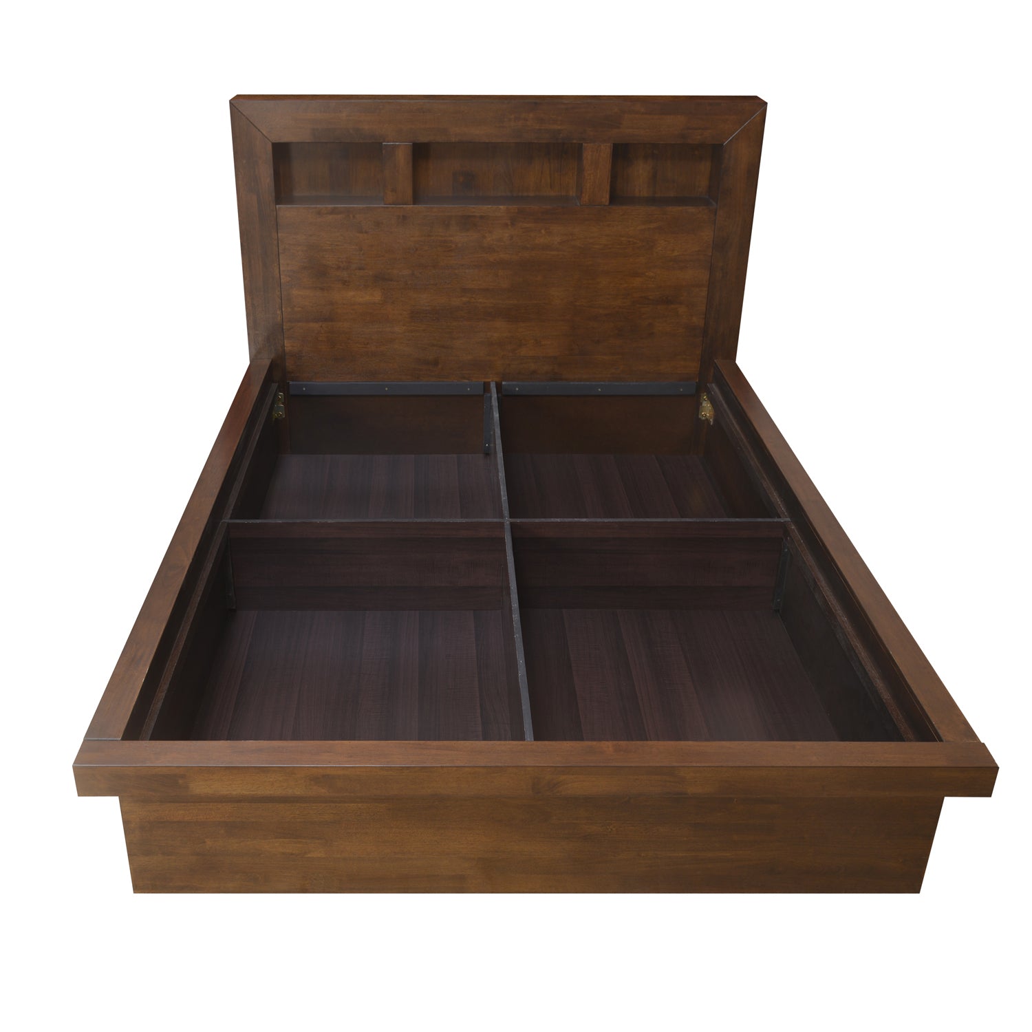 Lincoln Queen Bed with Box Storage (Walnut)