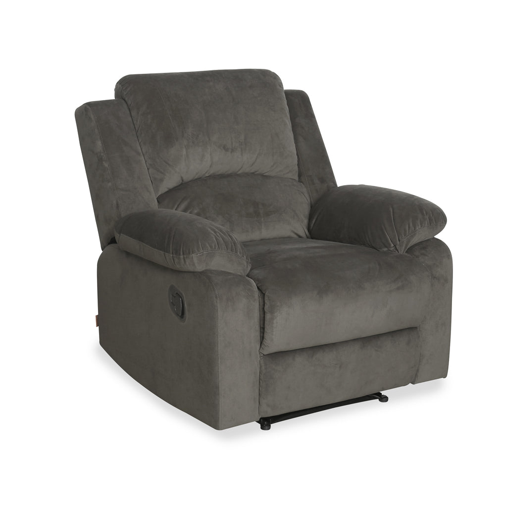 Luxury 1 Seater Sofa with 1 Manual Recliner (Coffee Brown)