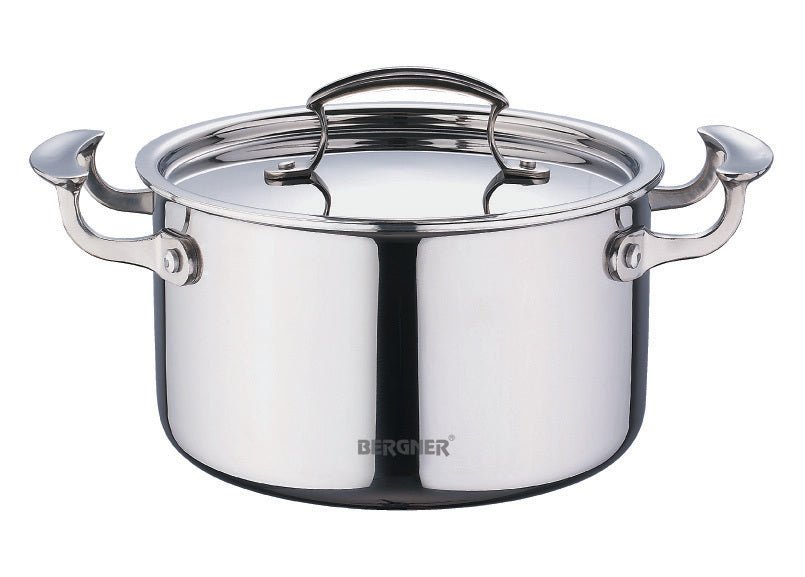 Bergner triply pot cook n serve 20cm with lid ss  6334  (Silver)