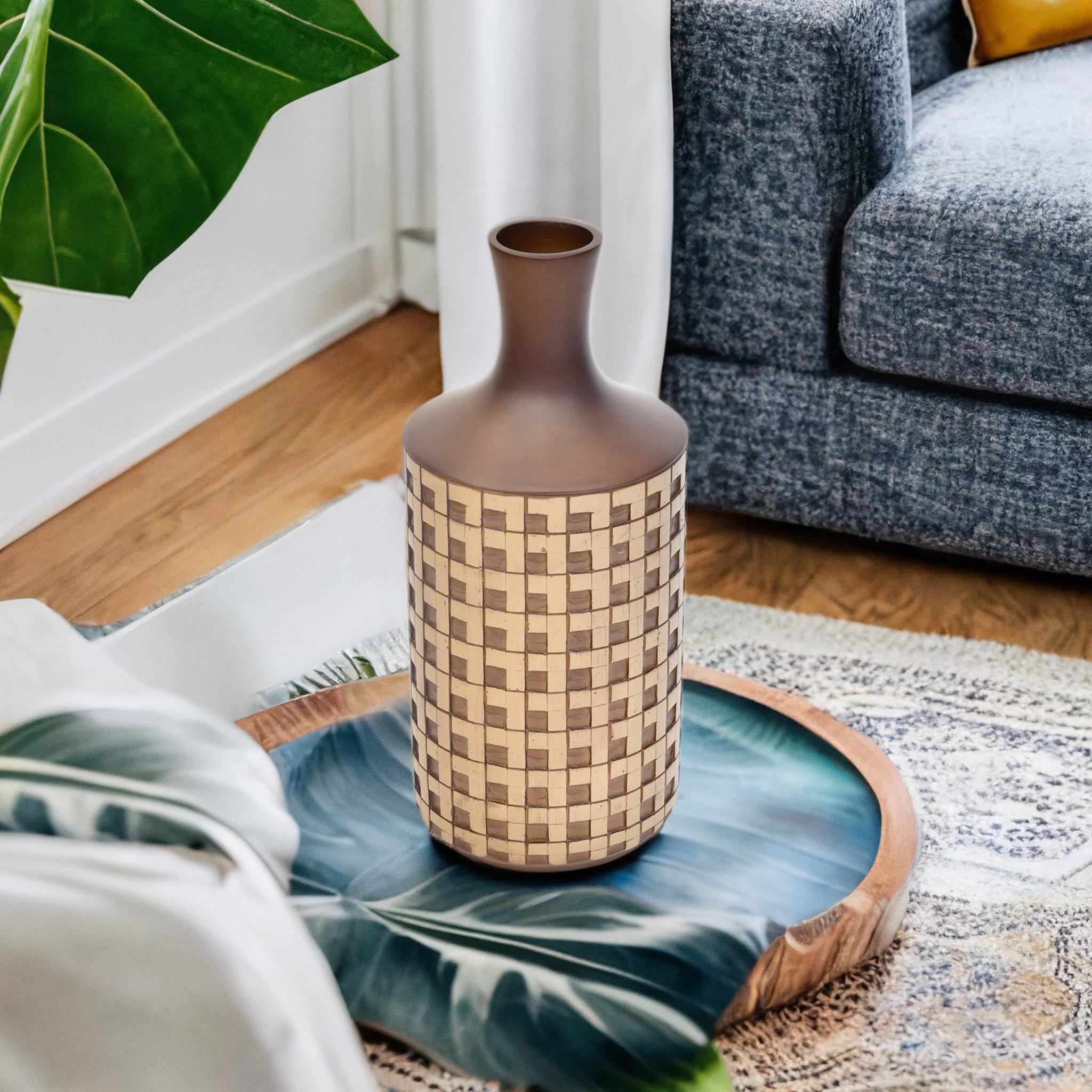 Decorative Polyresin Large Bottle Vase (Brown & Beige)