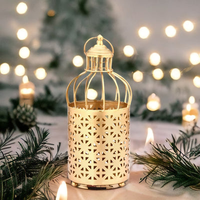 Decorative Cage Metal Lantern (Brown & Gold)