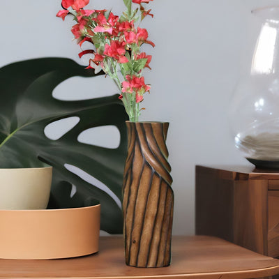 Imprint Decorative Wooden Vase (Brown)