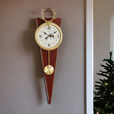 Stag Pendulum Wall Clock (Brown)