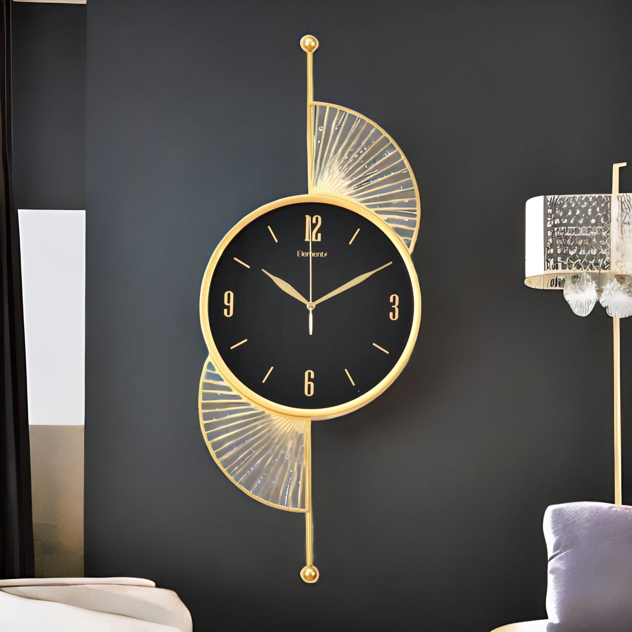 Half N Half Wall Clock Black & Gold