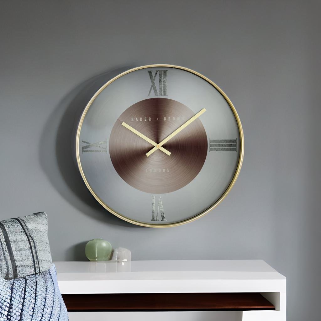 Aurous Analog Wall Clock Red & Gold