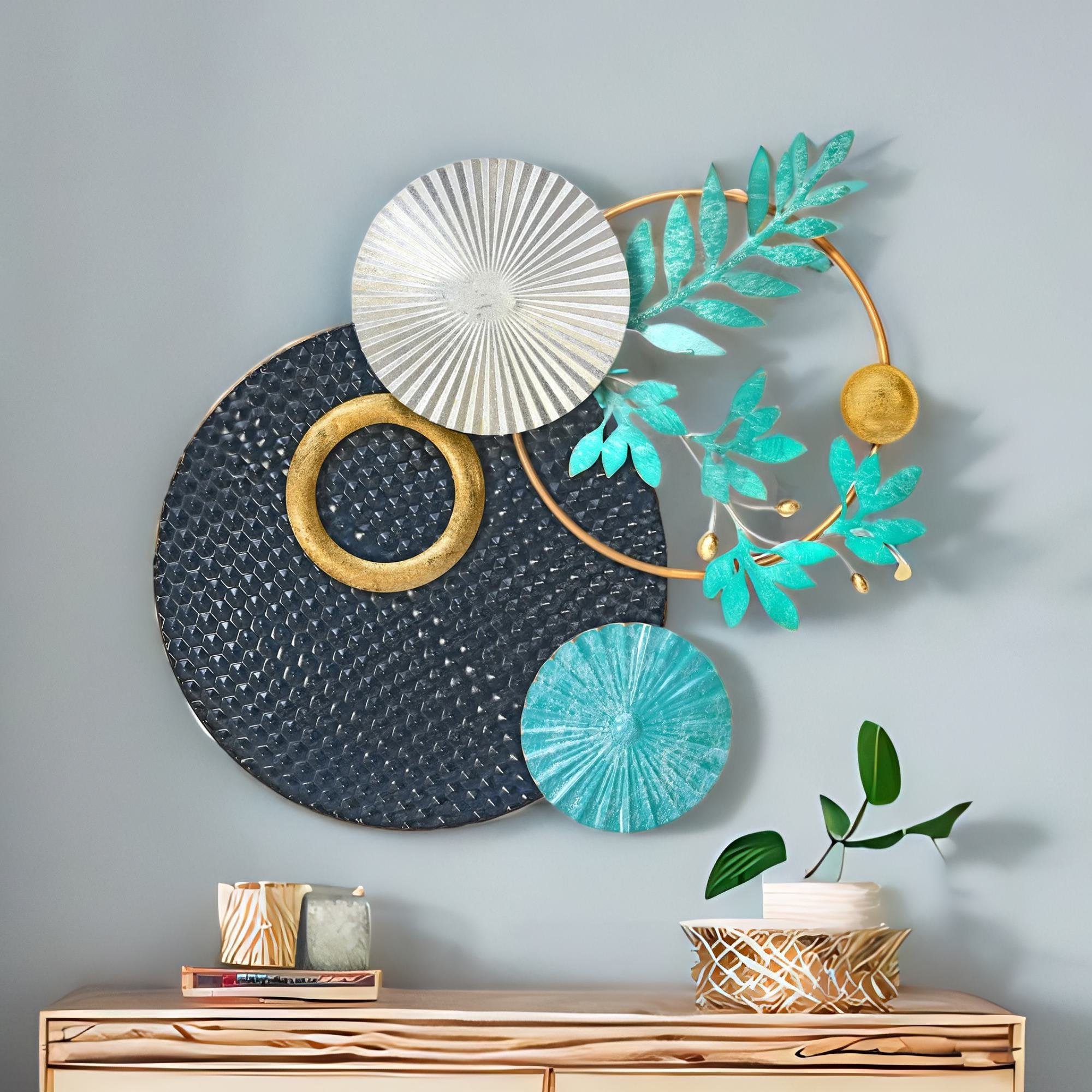 Abstract Wall Decor Seagreen & Gold