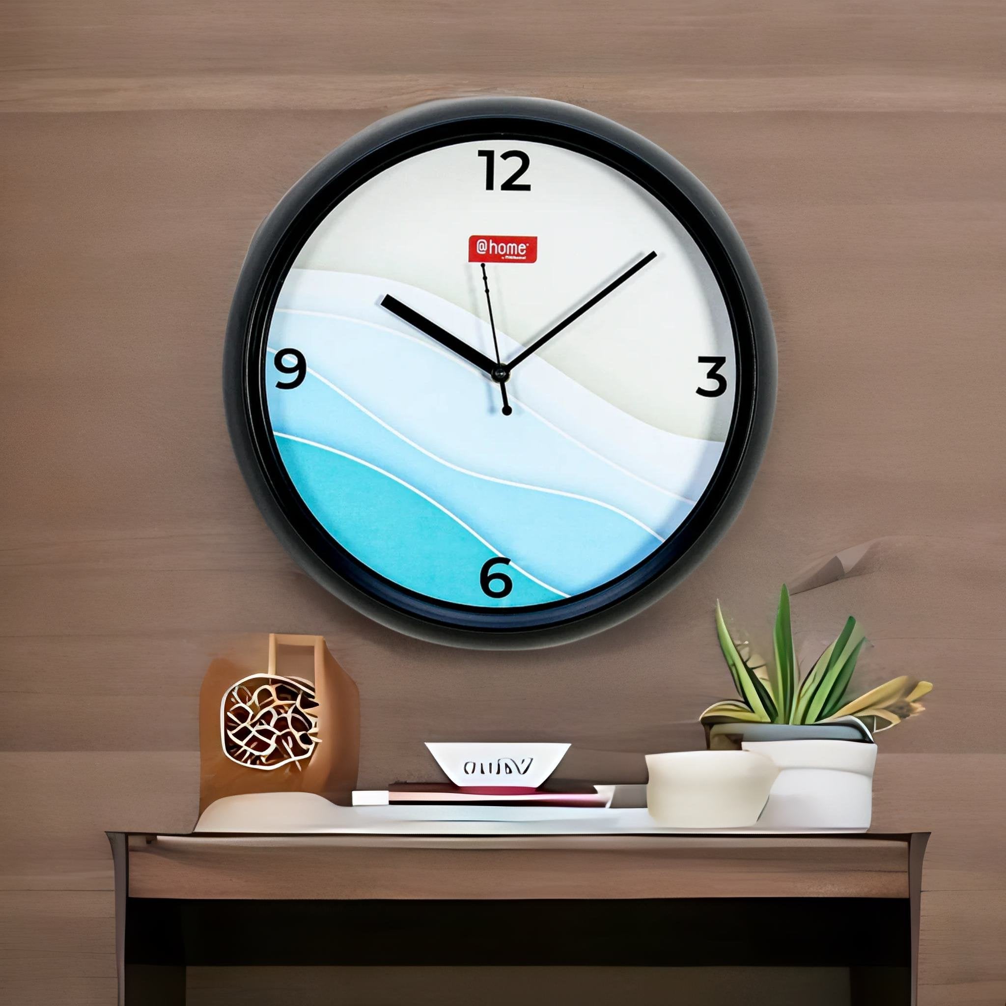 Seashore Plastic Analog Wall Clock (Seagreen & Beige)