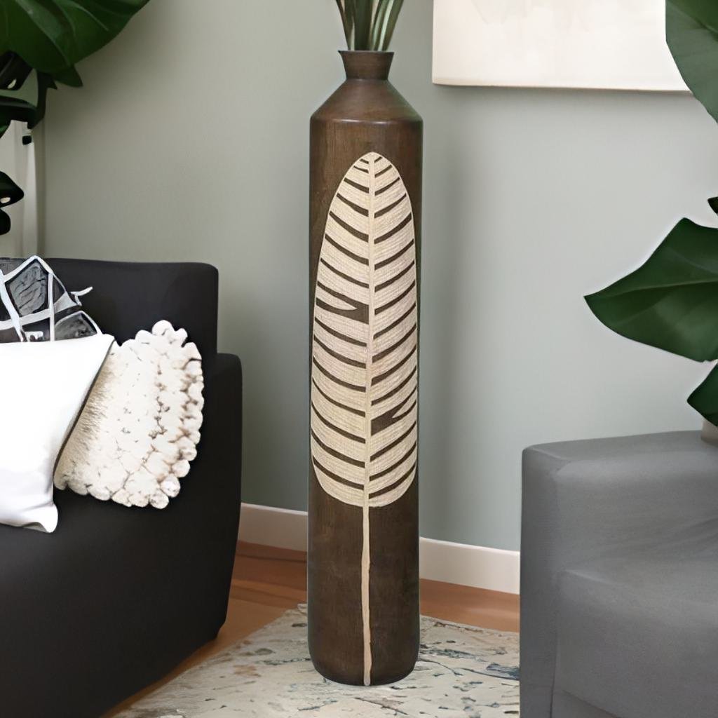 Banana Leaf Floor Vase (Brown)
