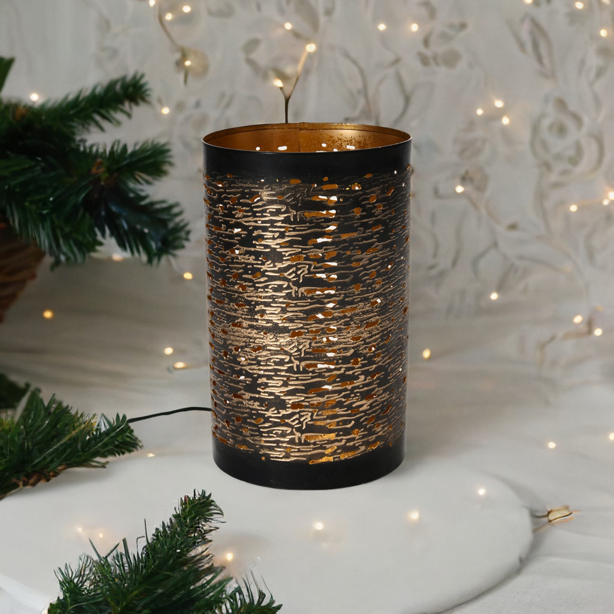 Hurricane Terete Metal Large Candle Stand (Gold & Black)