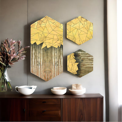 Mirage Hexagonal Painting Set of 3 (Gold)
