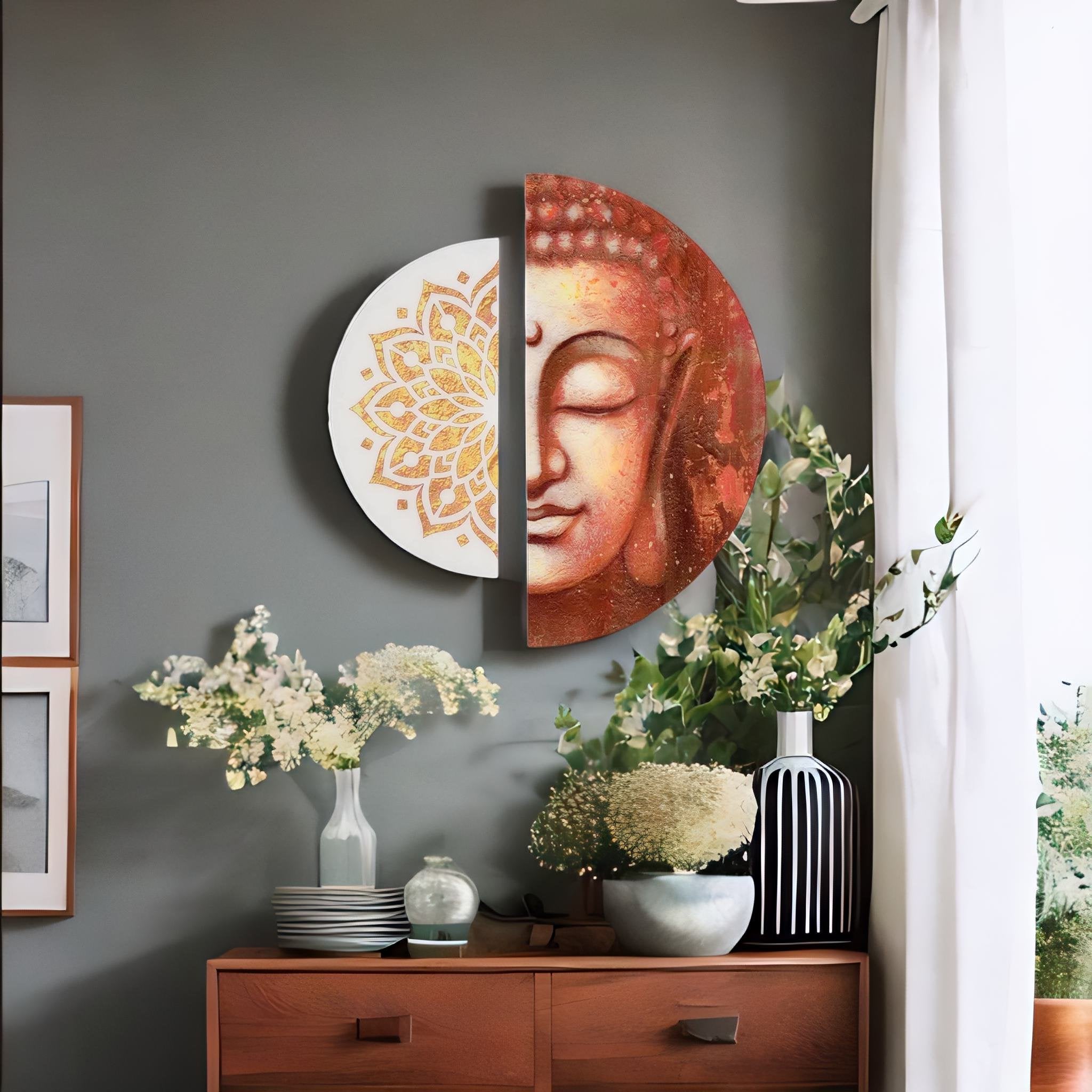 Buy Buddha Paintings Set of 2 (Onion & Gold) @Best Price