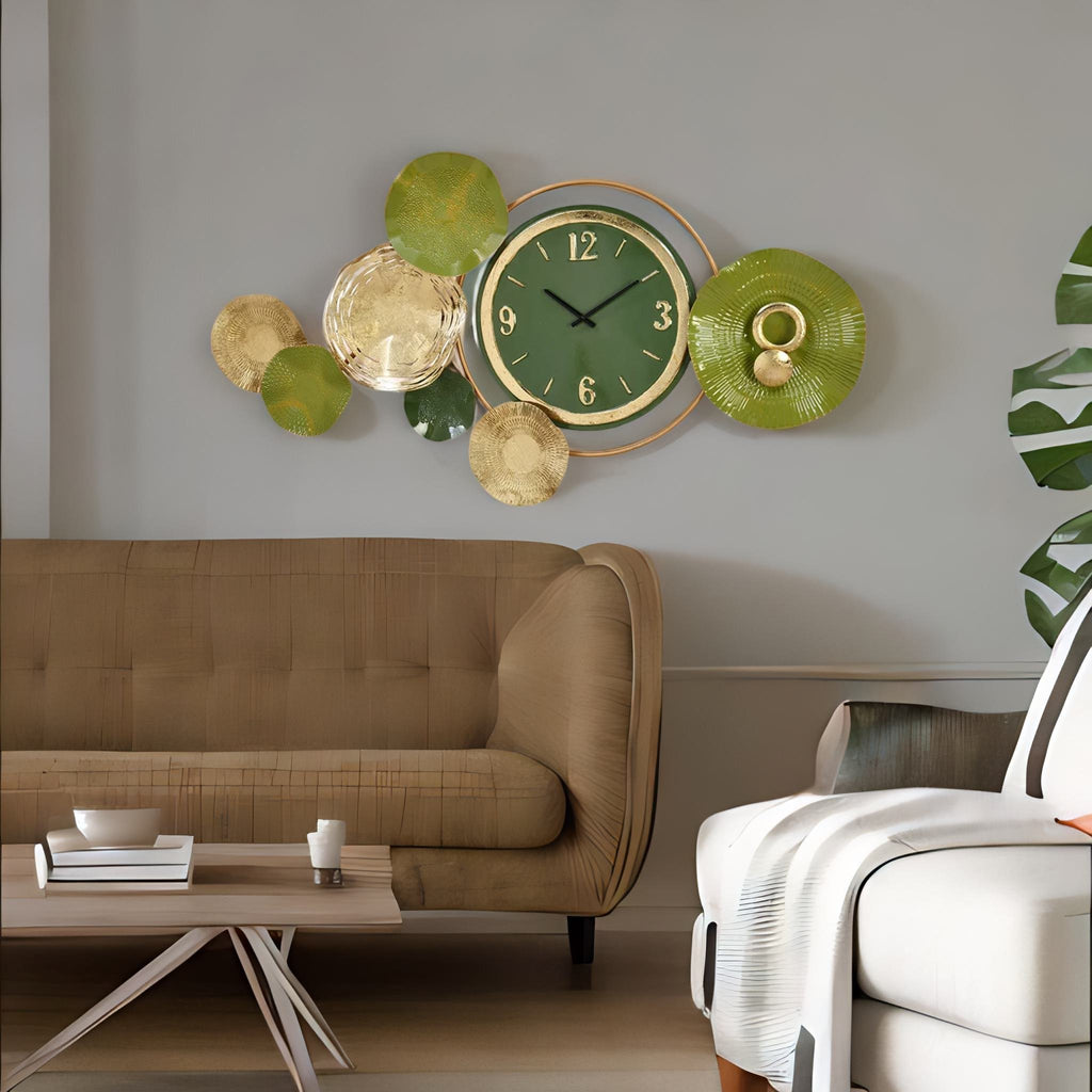 Gardenia Analog Wall Clock (Green & Gold)