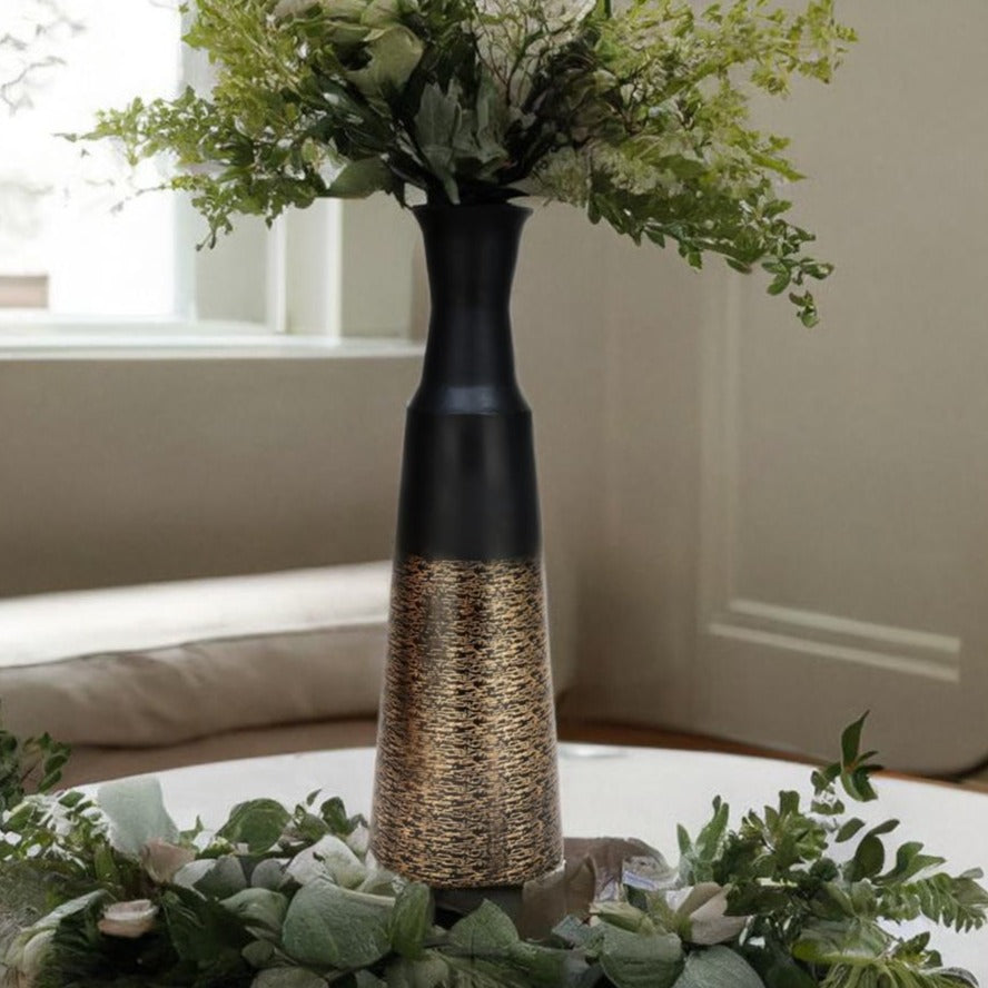 Conical Tall Metal Vase (Gold & Black)
