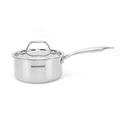 Bergner Triply Stainless Steel 16 cm Sauce Pan With Lid (Silver)