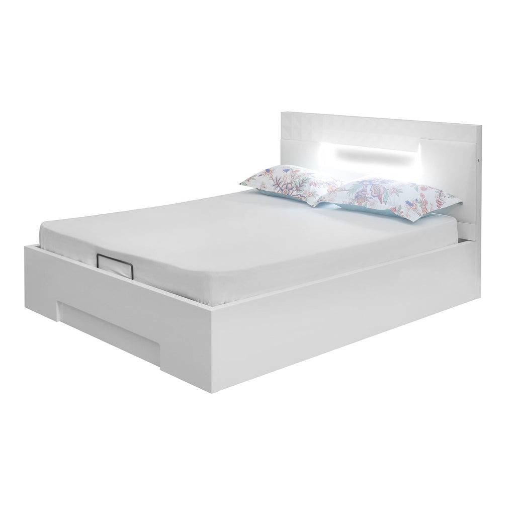 Theia High Gloss King Bed With Storage (White)