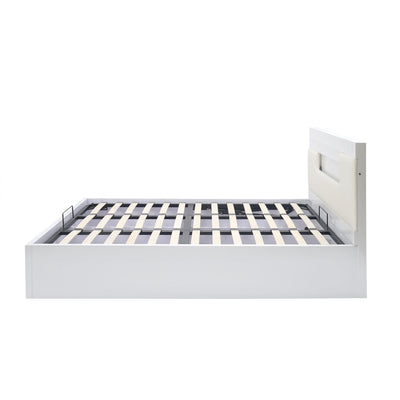 Theia High Gloss Queen Bed with Hydraulic Storage (White)